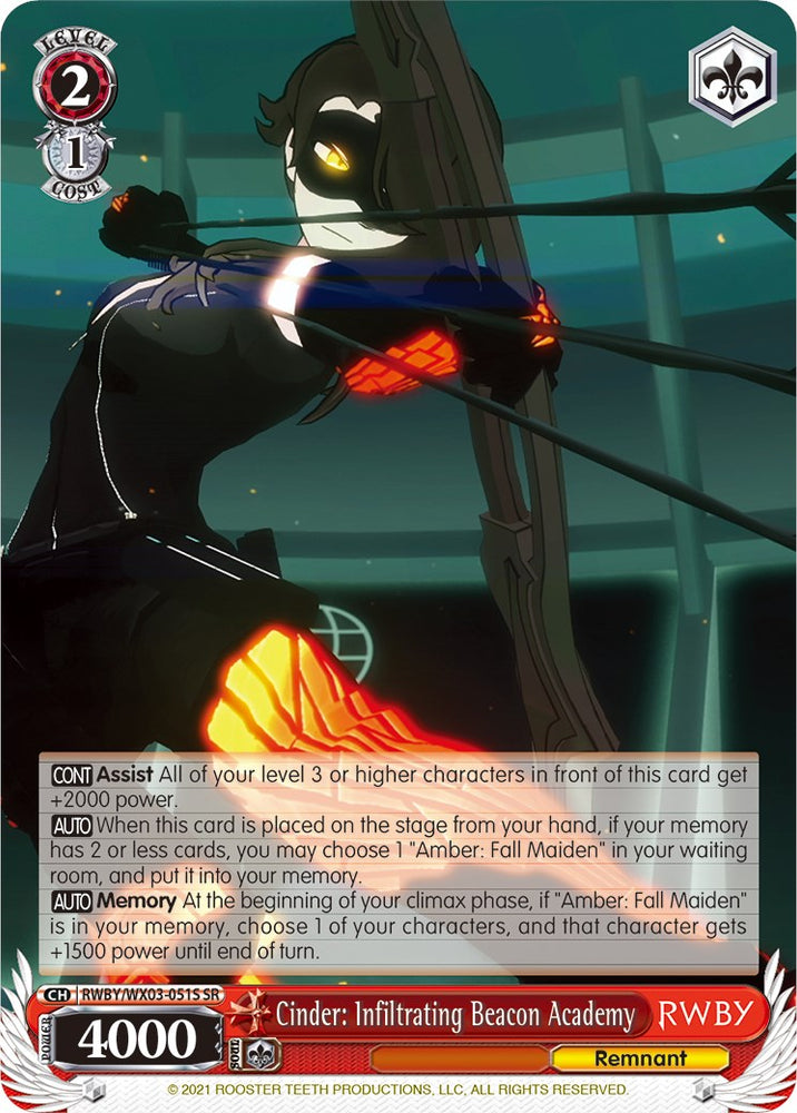 Cinder: Infiltrating Beacon Academy (RWBY/WX03-051S SR) [RWBY]