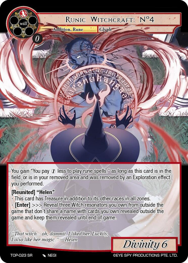 Runic Witchcraft: No4 (TOP-023 SR) [Ten Oaths of Protopaterpolis' War]