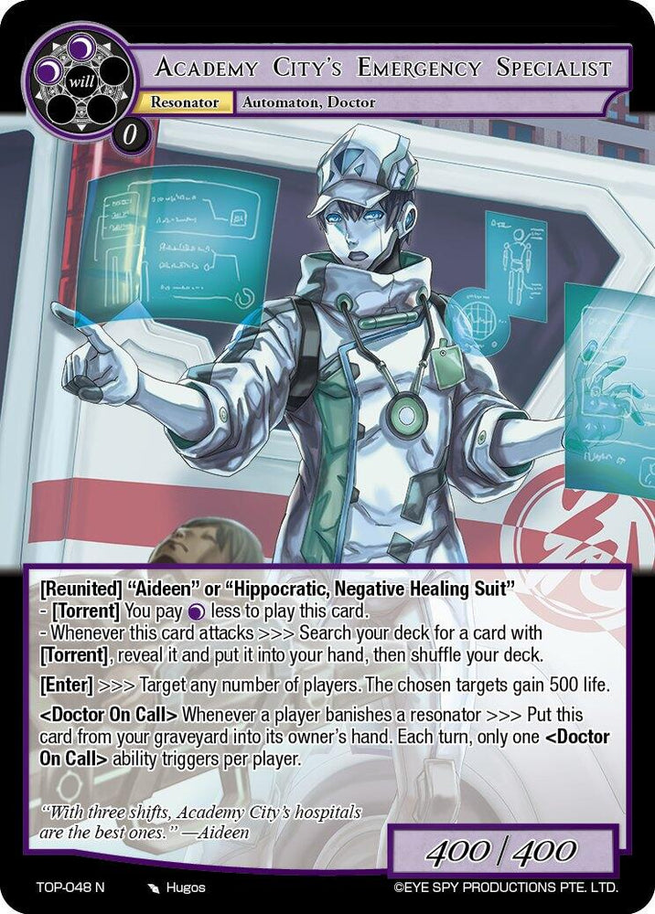 Academy City's Emergency Specialist (TOP-048 N) [Ten Oaths of Protopaterpolis' War]