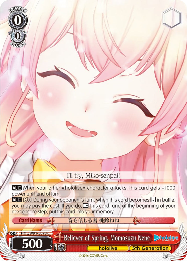 Believer of Spring, Momosuzu Nene (HOL/W91-E098 C) [hololive production]