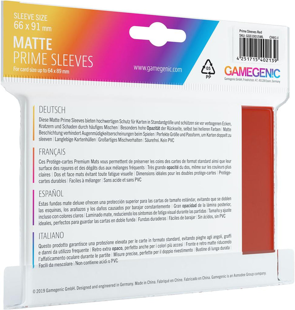 Gamegenic Matte Prime Sleeves: Red