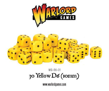 Warlord Games 30 Yellow D6 (10mm)