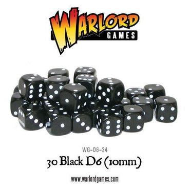Warlord Games 30 Black D6 (10mm)